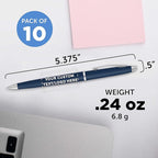 DISCOUNT PROMOS Custom Langham Ballpoint Pens Set of 10, Personalized Bulk Pack - Black Ink, Great for Office, School, Business, Tradeshows - Navy Blue