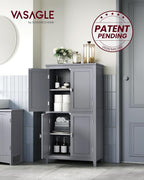 VASAGLE Floor Storage Cabinet, Freestanding Storage Unit with 4 Doors, Adjustable Shelves, 11.8 x 23.6 x 43.3 Inches, for Entryway, Bathroom, Dove Gray UBBC552P36