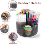 Absonic Acrylic Pen Holder Crayon Organizer for Kids, 6 Slots Arts and Crafts Organizer Marker Caddy Organizer for Classroom, 360 Rotating Pencil Holder Art Supplies Storage for School Office Grey