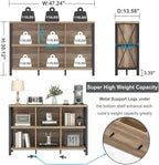FATORRI 6 Cube Storage Organizer with Shelf, Long Wood and Metal Cubby Bookcase, Industrial Horizontal Bookshelf (Rustic Oak, 47 Inch) | with Shelf, Long, Horizontal Bookshelf
