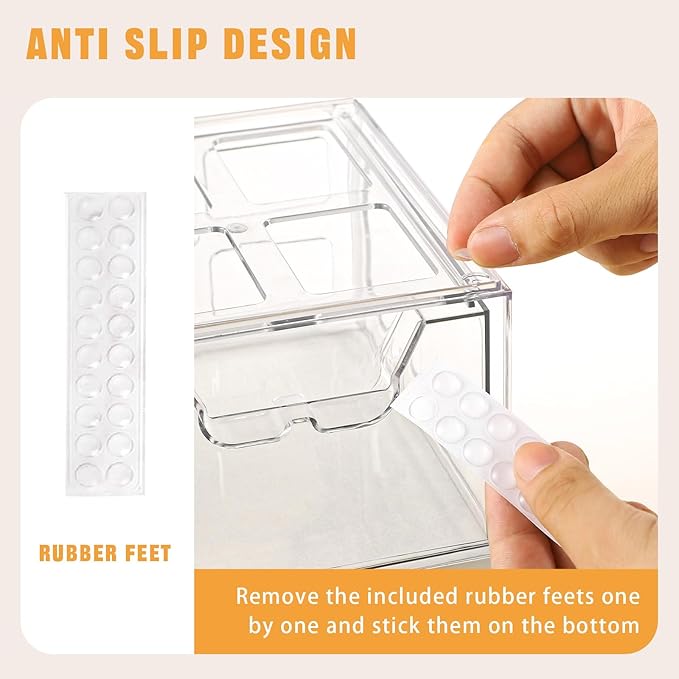Stebopum 3 Pack Stackable Storage Drawers Clear Acrylic Organizer Makeup Bathroom Organizer and Storage for Beauty Supplies,Ideal for Vanity, Cabinet,Bathroom,Pantry Organization