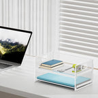 Marbrasse 2 Tier Paper Organizer Letter Tray, Mesh File Organizer with Handle, Paper Sorter Desk Organizer for Home Office Supplies - 2P White