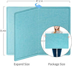 Large Bulletin Board - 48 x 36 Inches, Decorative Felt Pin Board for Wall - 4' x 3' Foldable Photo Display Board with Self-Adhesive Tape, Includes 20 Push Pins - Turquoise Blue
