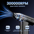 Compressed Air Duster, New Upgrade 300000RPM Electric Air Duster, Powerful Replace Compressed Air Can - No Canned Air, Jet Dry Blower Portable Air Blower for Computer Clean, Keyboard, Home. (Black)