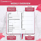 Panda Planner Classic Daily Planner 2026 – A5 Undated Daily Productivity & Quarterly Planner with Hourly Schedule, To Do List, Daily Journal, Goal Planner, Habit Tracker & Gratitude Organizer for Focus – Raspberry