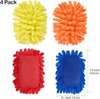 SITHON 4 Pieces Magnetic Microfiber Shag Whiteboard Eraser, Washable Microfiber Shag Dry Erase Board Eraser for Markers, Chalk, Home and Office (Navy/Yellow/Red/Orange)