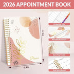 SUNEE 2026 Appointment Book, Quarter-Hourly, Weekly & Monthly - from January 2026 - December 2026, 6.4"x8.3" Weekly Planner, Flexible Cover, Note Pages, Pockets, Bookmark, Spiral Binding, Pink Breeze