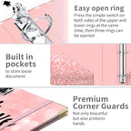 Lateefah 3 Ring Binder, 2 Inch Binder Organizer for Letter Size(8.5'' x 11'') with 5-Tab Dividers and Pockets, File Folders with Low Profile Clipboard for Office, School Supplies