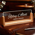 Custom Name Plate for Desk, Personalized Light Up Acrylic Desk Name Plate, Corporate Gifts for Employees Coworkers, Office Decor for Women Men