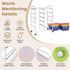 HAPPYGRILL 10-Drawer Rolling Storage Cart, Storage Organizer Cart with Lockable Wheels, Beauty Salon Movable Utility Cart for School, Office, Home, (Clear Colorful)