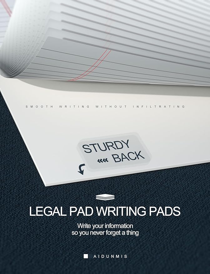 Note Pads 5x8 for Work White Legal Pads 5x8 College Ruled Legal Notepads Lined Note Pads for Office Writing Pads 80 GSM Pads of Paper Notepad 4 Pack Legal Notepads Narrow Ruled with 30 Sheets Per Pad