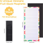Thboxes 4 Pack Magnetic Note Pad for Fridge with Pen Holder, Totally 200 Sheets Grocery List Magnet Pad for Refrigerator Magnetic Shopping List Pad（Floral Design）