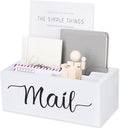Desk Mail Organizer, Mail Organizer Countertop with 3 Slots, Wood Desk Mail Storage Box, Envelop Holder for Home Office (White-3 Slot)