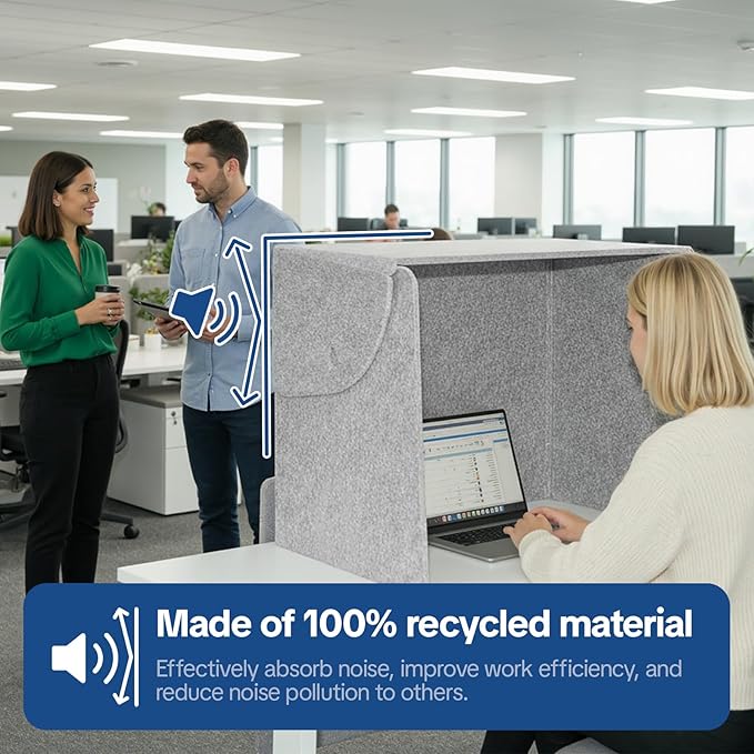 Keemute Desktop Partition Divider - Foldable Acoustic Privacy Screen Sound Absorbing Panel for Office & Home, Desk Shade for Cubicle to Block Light, 32.3" W x 19.7" D x 23.2" H