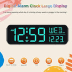 Peakeep Digital Alarm Clock for Bedrooms, Date Day of Week Large Display Numbers 6 Brightness Dimmer, 5 Volume Loud for Heavy Sleepers, 8 RGB Colors Electric Desk Clock Battery Backup, Auto DST