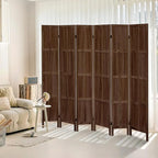 ALeesing 6 Panel Room Divider, 5.6Ft Wood Room Dividers and Folding Privacy Screens, Room Divider Wall Freestanding Room Partitions, Room Dividers Screen for Home Office Bedroom, Dark Brown
