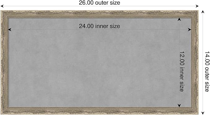Amanti Art Silver Framed Magnetic Board 14x26 Small Vision Board for use with Magnets, 100% Metal Sheet to Display Items as Office Decor or for Home Organization in mudroom, Kitchen or Kids Room
