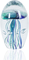 EUSTUMA Hand Blown Glass Jellyfish Figurine Ornament,Sea Animal Ornament for Fish Tank Aquarium,Sea Animals Collection for Birthday Gift,Office Glass Paperweight for Desk.