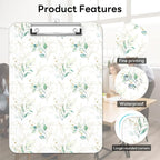 Luminzo Plastic Cute Clipboard Low-Profile Metal Clip, A4 Letter Size 9 x 12.5 in, 8.5 x 11 Paper Clip Board for Teachers, Nurses, Classroom,Green Leaf