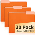 SUNEE File Folders, 30 Pack Manilla Folders 8.5 x 11, Colored File Folders Home Office School Supplies for Documents Files Paper, Orange