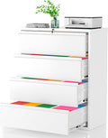 Pataku 4 Drawer File Cabinet with Lock, Metal Lateral File Cabinets for Home Office, Locking Filling Cabinets for Hanging Files Letter/Legal/F4/A4 Size(4Drawer/White)
