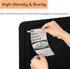 DexBoard 60 x36 inch Large Bulletin Board for Wall | Felt Pin Board with 30 Push Pins | Foldable Picture Display Board for Home, Office & School | Self-Adhesive Mounting (Black)