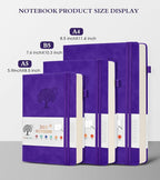 A5 Lined Journal Notebook - 365 Page Leather Journals for Writing Women & Men，Hardcover Notebook with 100Gsm Thick Pages，Daily Diary for Travel, Work，School，Note Taking，College Ruled (5.9" x 8.5")