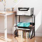 aboxoo Printer Stand for Desk, Desktop Printer Shelf Large 3-Tier Multi-Purpose Office Organization Shelves for Home Office, Black