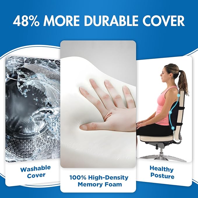 Niceeday Lumbar Support Pillow for Office Chair Car, Gaming Chair Lower Back Pain Relief Memory Foam Cushion with 3D Mesh Cover Ergonomic Orthopedic Back Rest Lower Back Support
