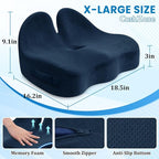 CushZone Seat Cushion, Memory Foam Office Chair Seat Cushion for Office Chairs/Car/Long Trip/Desk Chair/Gaming, X-Large Size for Sciatica & Hip & Tailbone Pain Relief, Sciatica Support (Blue)