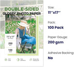 Double Sided 11x17 Glossy Photo Paper, Goefun 200 GSM/54 LB Inkjet Photo Paper for Dye Ink, 100pack