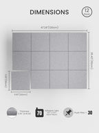Bumusty Large Felt Bulletin Board 48" x 36" Cork Board Alternative-12 Pack with 70 Safe Removable Adhesive Tabs, Cork Boards for Walls Cork Board for Home Office Classroom Pin Board-Moonlight Gray