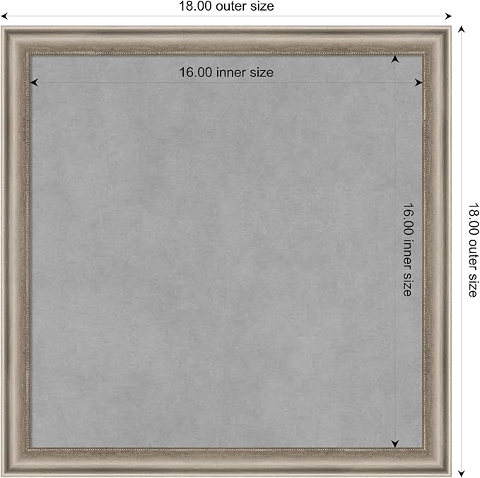 Amanti Art Silver Framed Magnetic Board 18x18 Small Vision Board for use with Magnets, 100% Metal Sheet to Display Items as Office Decor or for Home Organization in mudroom, Kitchen or Kids Room