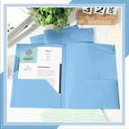 Henoyso 36 Pcs Plastic Folders with Clear Front Pockets Heavy Duty File Folders with 2 Pockets and Card Slot for Student Communication School Office Presentation Report (Dusty Blue)