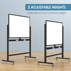 MaxGear Large Black Rolling Whiteboard on Wheels, 48" x 32" Double-Sided Magnetic Dry Erase Board with Stand, Reversible Standing Whiteboard Easel with Aluminium Frame for Office, School, Black