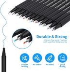 huesamhi 24 Fineliner Pens Set 0.4mm Ultra Fine Tip Drawing Markers for Adult Coloring Books, Bullet Journaling Art No Bleed Professional Color Pens with Vibrant Inks Artist