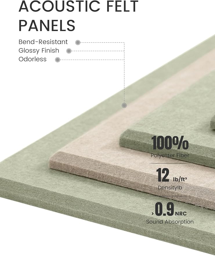 Large Felt Bulletin Board 48" x 36" Cork Board Alternative-12 Pack with 70 Safe Removable Adhesive Tabs, Felt Boards for Walls Bulletin Boards for Home Office Classroom Pin Board-Oatmeal & Sage