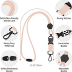 Fishent Breakaway Neck Lanyards for ID Badges, Adjustable Sturdy Round Cord Heavy Duty Key Lanyard with Detachable Buckle for Men Women Car Keys Card Holder (Pink Sands)