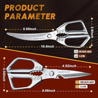 HUUSK Kitchen Scissors Set Silver - Stainless Steel Kitchen Shear, Sharp Meat Scissors Dishwasher Safe, Heavy Duty Poultry Shears, Japanese Cooking Scissor for Food, Christmas Gifts for Men Women