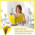 Skyygemm 60 Pcs Classification Folders Letter Size, 2 Divider Pressboard File Folders with 3. 5 Inch Expansion, 2 Prongs Fastener, Heavy Duty Office File Organizers for Teachers, Medical (Yellow)