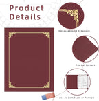 HAUTOCO 120 Packs Certificate Holders, Burgundy Diploma Holders, Document Award Covers Certificate Folders with Gold Foil Border for 8.5x11 Letter Size