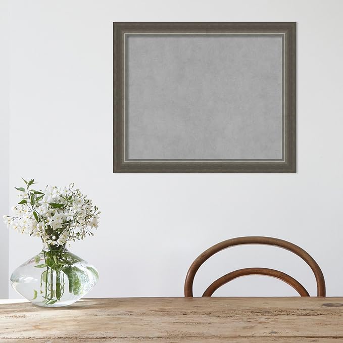 Amanti Art Silver Framed Magnetic Board 19x23 Small Vision Board for use with Magnets, 100% Metal Sheet to Display Items as Office Decor or for Home Organization in mudroom, Kitchen or Kids Room