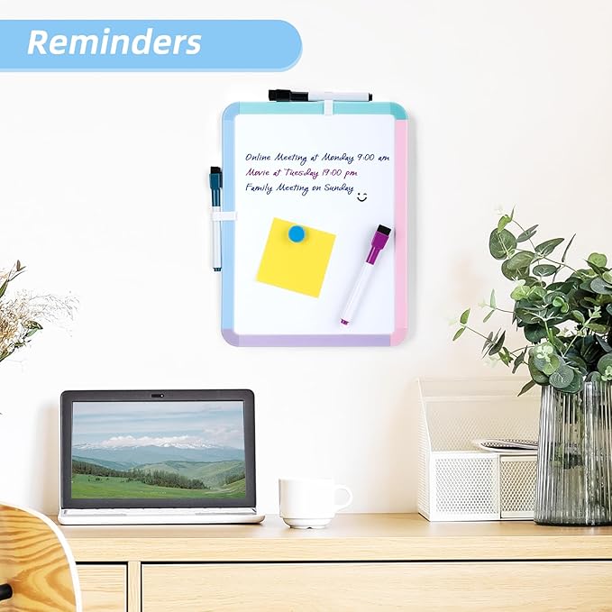 VUSIGN Small White Board Dry Erase, 8.5'' x 11'' Magnetic Dry Erase Board, Mini Whiteboard with Markers for Students, Fridge, Wall, Locker