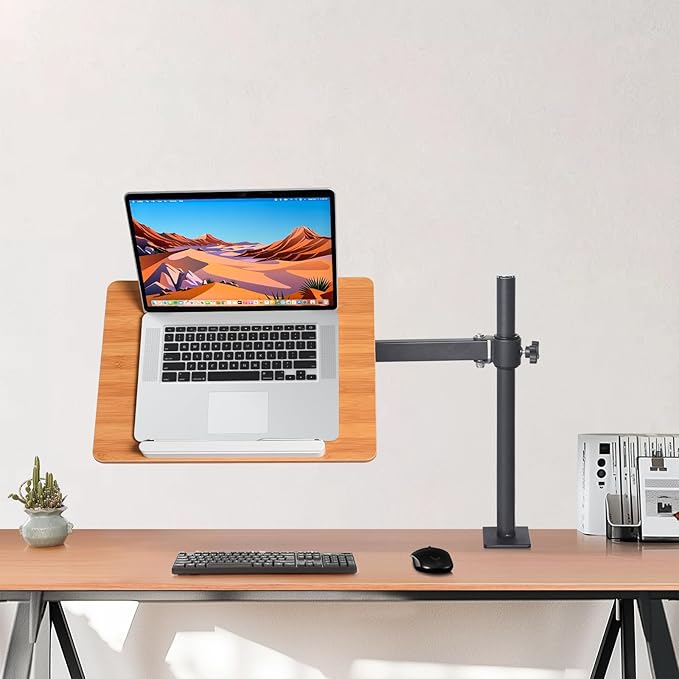 wishacc Premium Height Adjustable Book Stand - Clamp-On Tabletop Holder with Sturdy Page Clips | Aluminum Alloy & Wood Construction for Reading