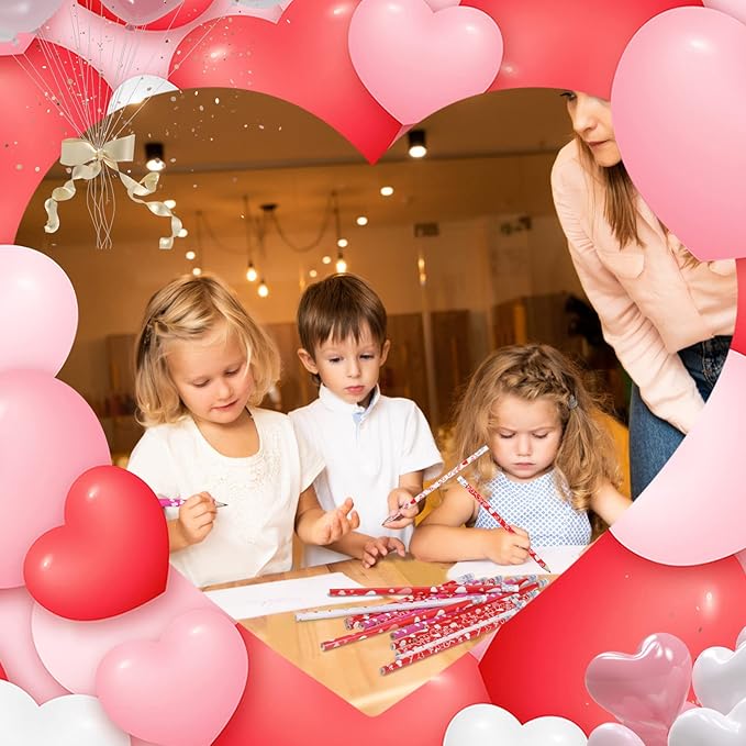emzrivo 120 PCS Valentines Pencils Bulk Valentines Wood Pencils with Erasers Holiday Pencils for Classroom, 4 Style