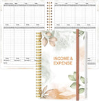 Heveboik Income & Expense Log Book - A5 Income and Expense Tracker for Small Business, Accounting Bookkeeping Tracking for Woman and Man, 5.8" x 8.3", Rose Leaf