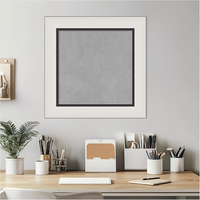 Amanti Art Silver Framed Magnetic Board 22x22 Small Vision Board for use with Magnets, 100% Metal Sheet to Display Items as Office Decor or for Home Organization in mudroom, Kitchen or Kids Room