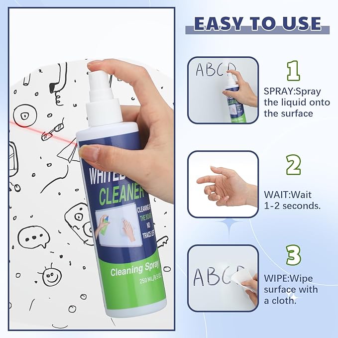 Swiffen 6 Pack Whiteboard Cleaner Spray Bottle 8.5oz Dry Erase Board Surface Cleaner White Board Cleaning Spray Removes Stubborn Marks from Chalkboard