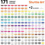 Shuttle Art 172 Colors Dual Tip Alcohol Based Art Markers,171 Colors plus 1 Blender Permanent Marker 1 Marker Pad with Case Perfect for Kids Adult Coloring Books Sketching and Card Making