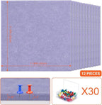 Cork Boards for Walls 48" x 36" Felt Board Alternative, 12 Pack Felt Wall Tiles Bulletin Board, Large Cork Board for Office Pin Board Tack Board Cork Boards